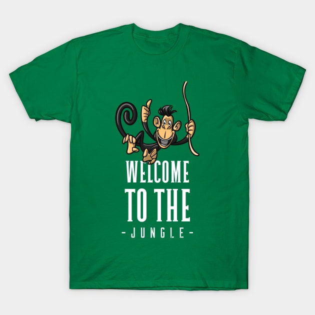 Welcome To The Jungle / Cartoon Monkey Design / Cute Cartoon Chimp / Great Gift For New Colleague / Welcome Gift T-Shirt by Redboy